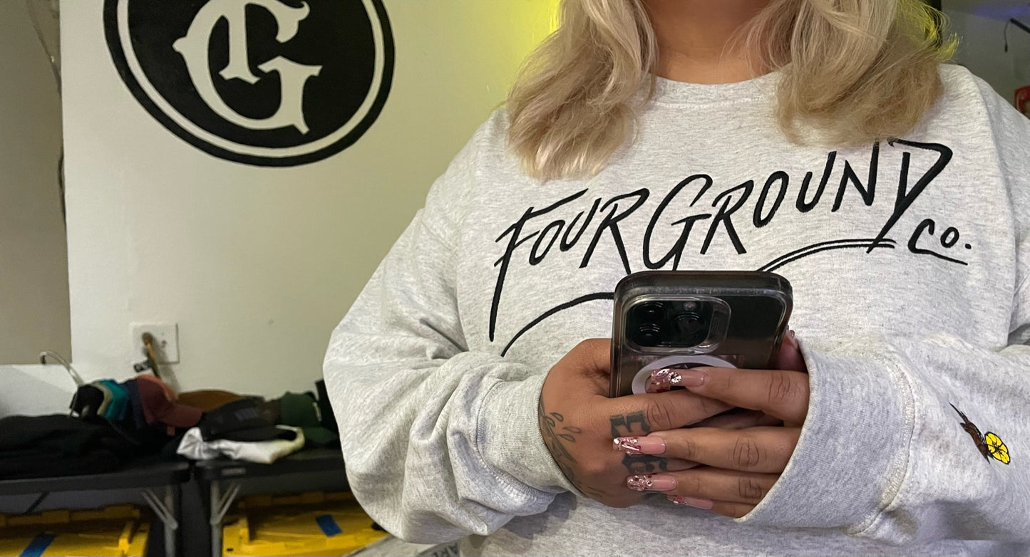 FourGround Co Scribed Font Crew Neck Sweater